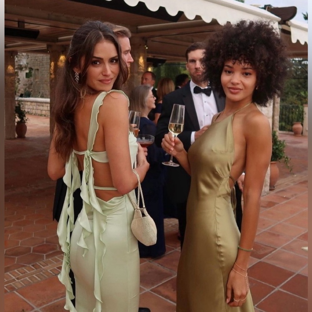 Nana Jacqueline Elegant Maxi Dresses in Sage and Gold